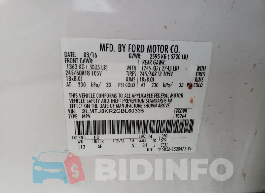 2LMTJ8KR2GBL60335 Photo# 13