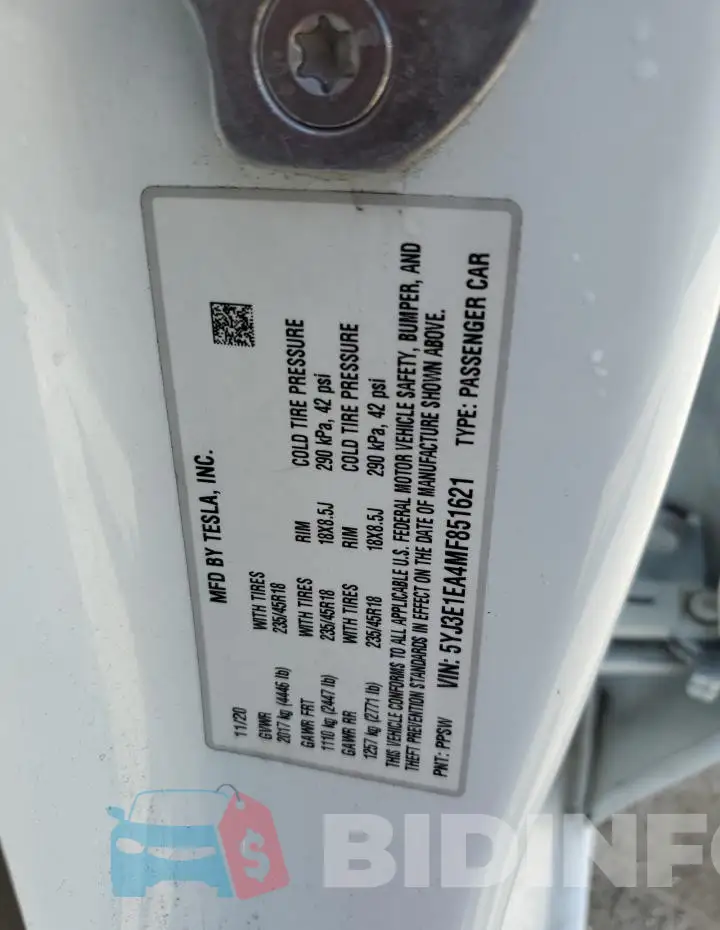 5YJ3E1EA4MF851621 Photo# 12