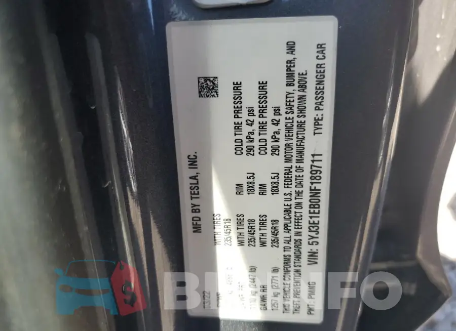 5YJ3E1EB0NF189711 Photo# 12