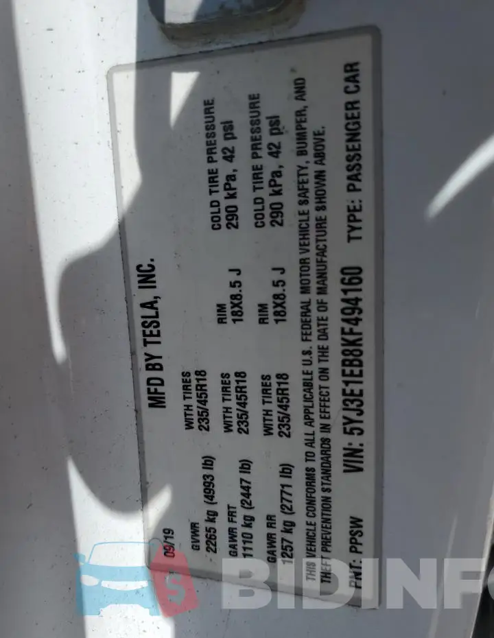 5YJ3E1EB8KF494160 Photo# 12