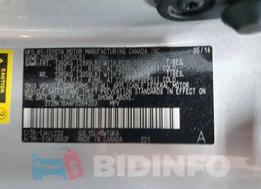 2T2BK1BA8FC264253 Photo# 13