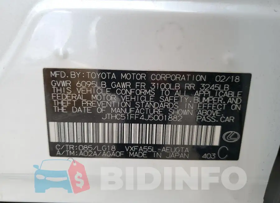 JTHC51FF4J5001882 Photo# 12