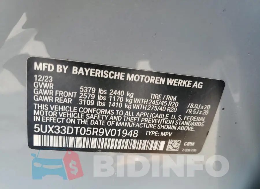 5UX33DT05R9V01948 Photo# 13