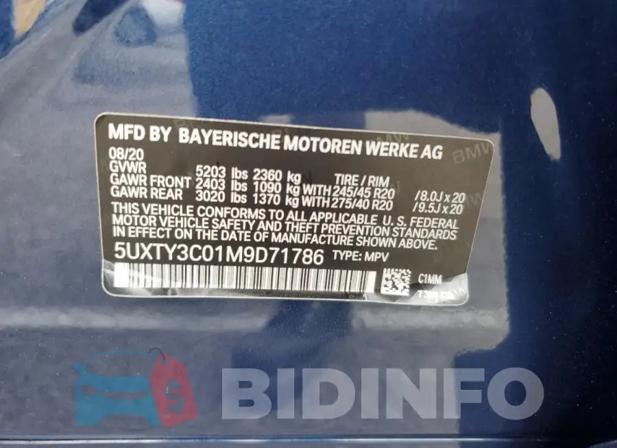 5UXTY3C01M9D71786 Photo# 13