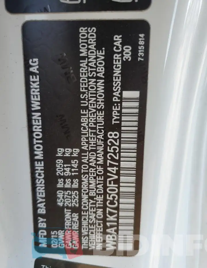 WBA1K7C50FV472528 Photo# 12