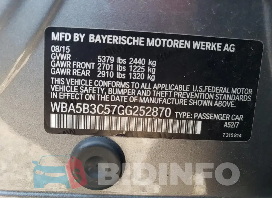 WBA5B3C57GG252870 Photo# 12