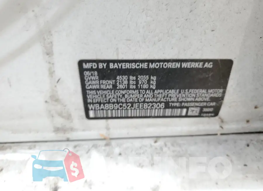 WBA8B9C52JEE82306 Photo# 13