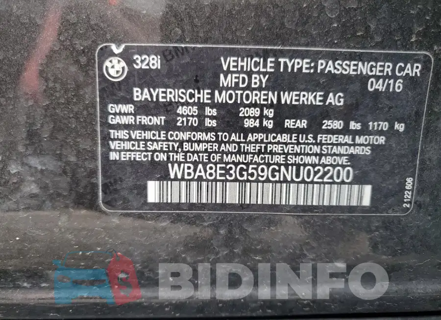 WBA8E3G59GNU02200 Photo# 12