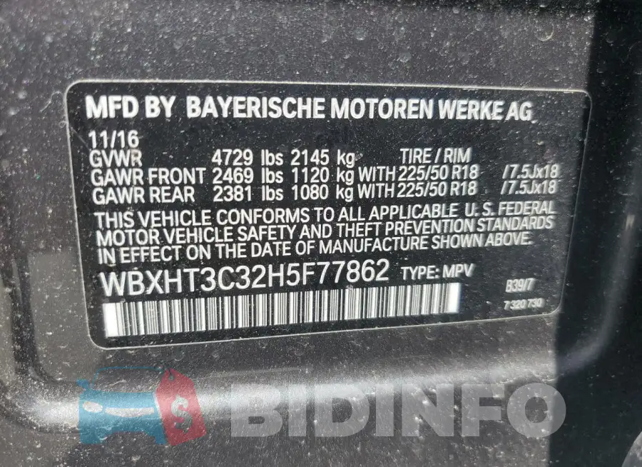 WBXHT3C32H5F77862 Photo# 13