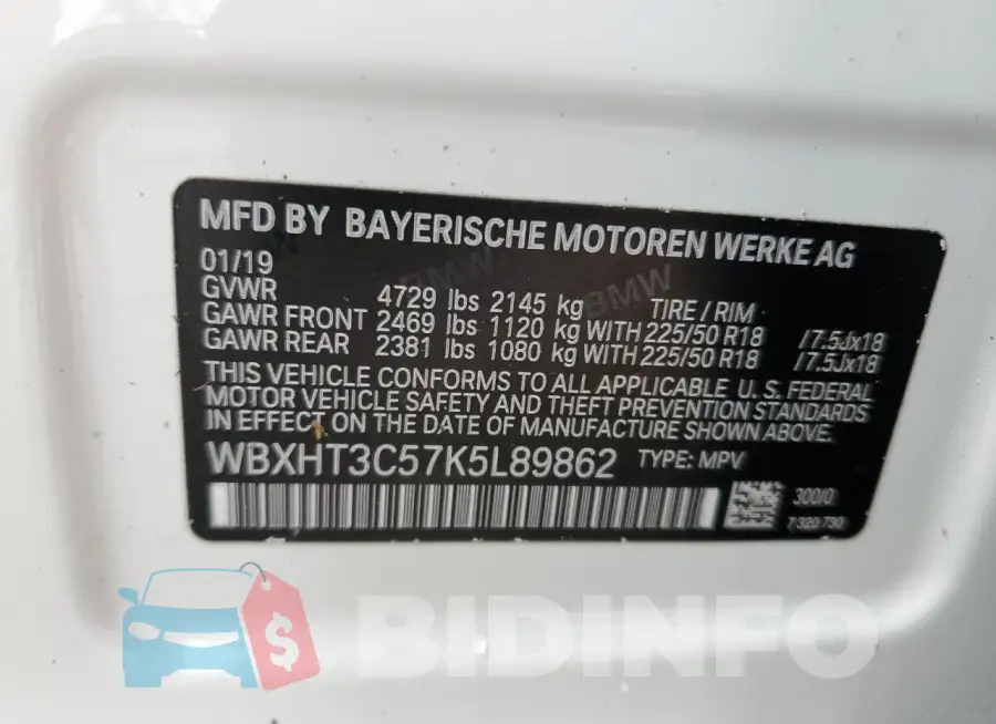 WBXHT3C57K5L89862 Photo# 13
