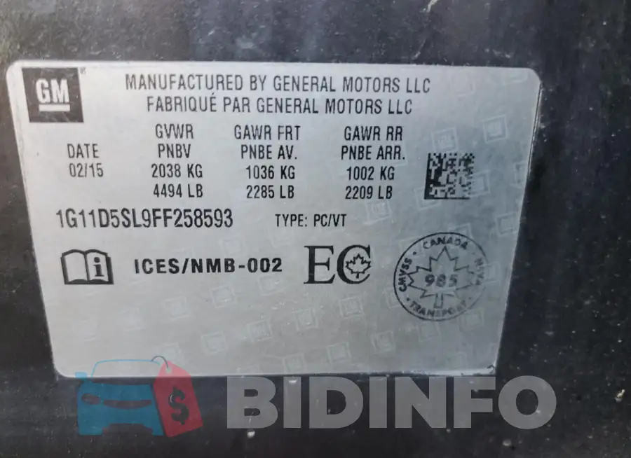 1G11D5SL9FF258593 Photo# 12