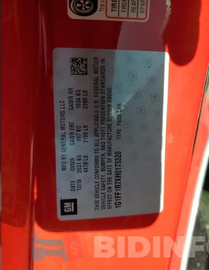 1G1FF1R7XH0173320 Photo# 12