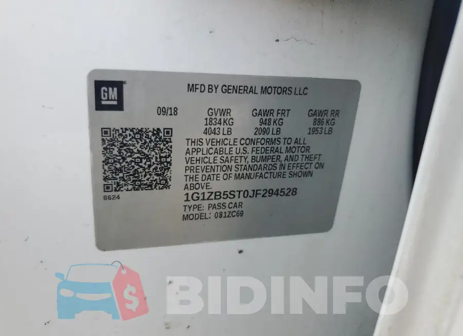 1G1ZB5ST0JF294528 Photo# 12