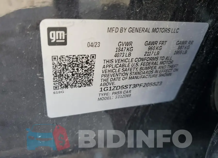 1G1ZD5ST3PF205523 Photo# 12