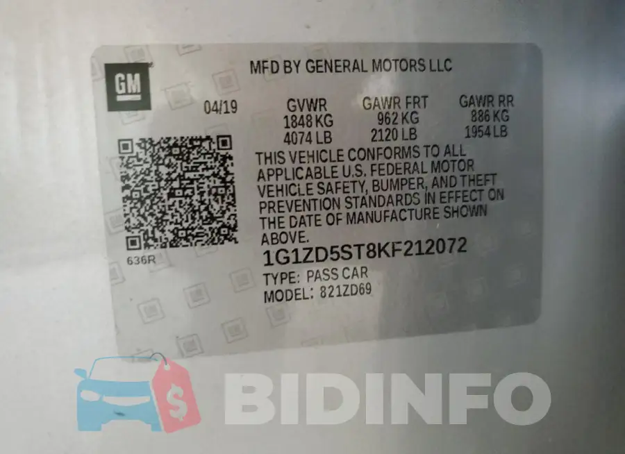 1G1ZD5ST8KF212072 Photo# 12