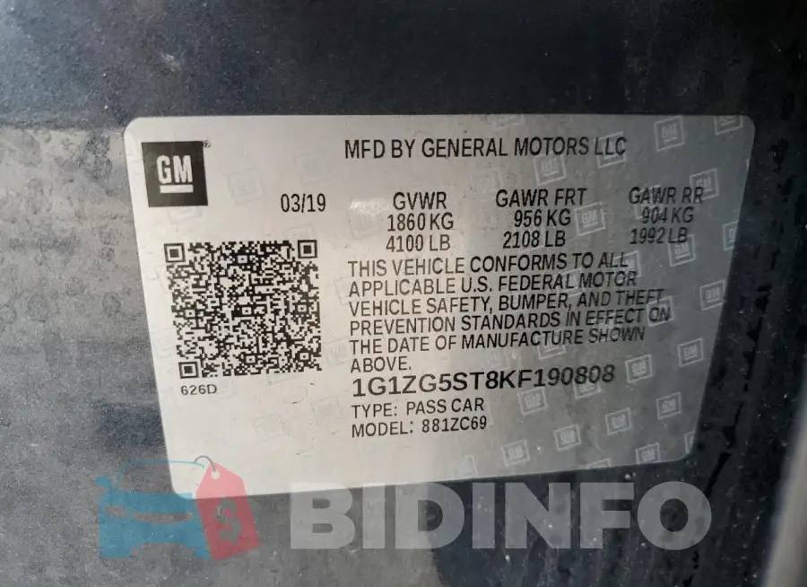 1G1ZG5ST8KF190808 Photo# 12