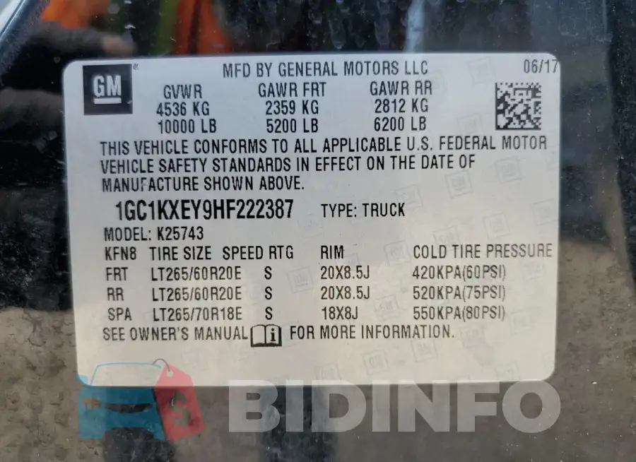 1GC1KXEY9HF222387 Photo# 13