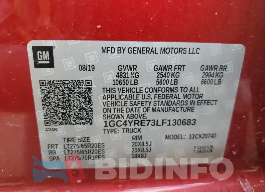 1GC4YRE73LF130683 Photo# 12