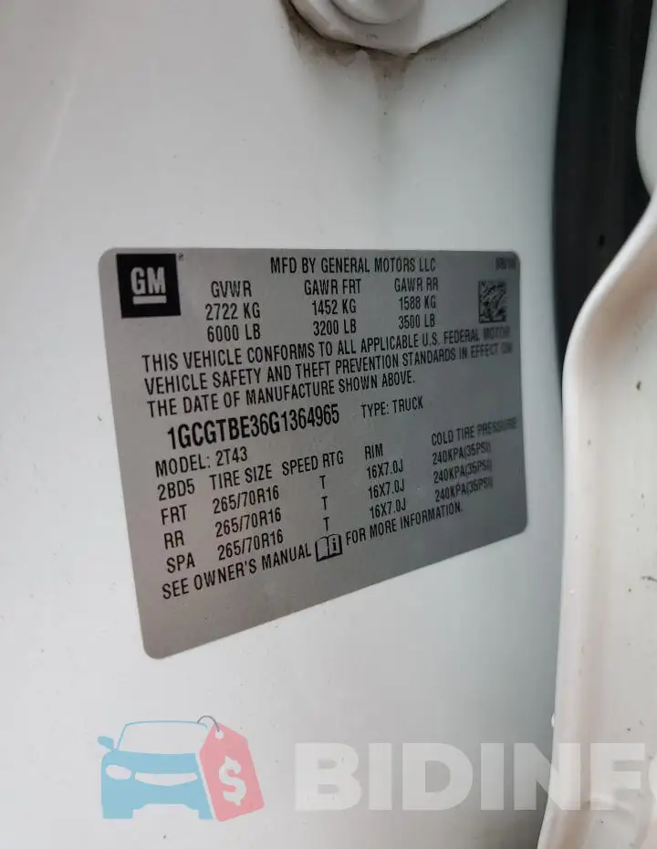 1GCGTBE36G1364965 Photo# 12