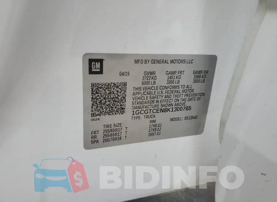 1GCGTCEN8K1300765 Photo# 12