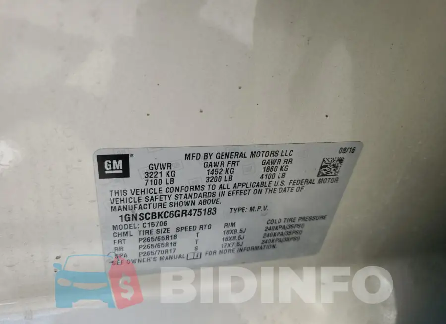 1GNSCBKC6GR475183 Photo# 13