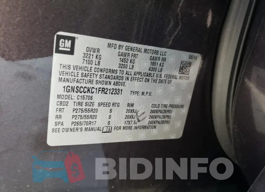 1GNSCCKC1FR212331 Photo# 13