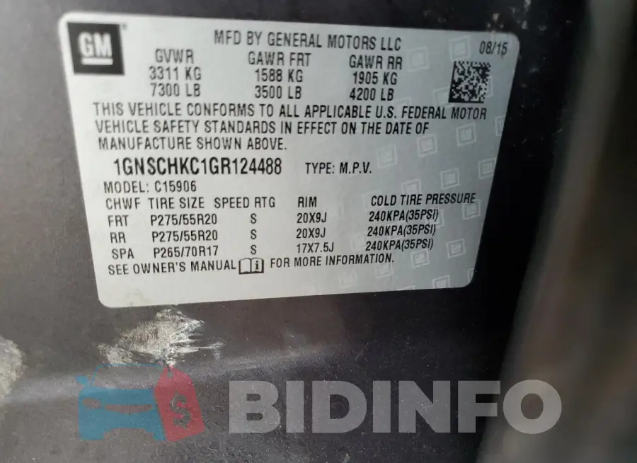1GNSCHKC1GR124488 Photo# 13