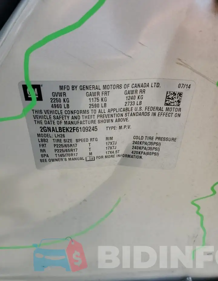2GNALBEK2F6109245 Photo# 13