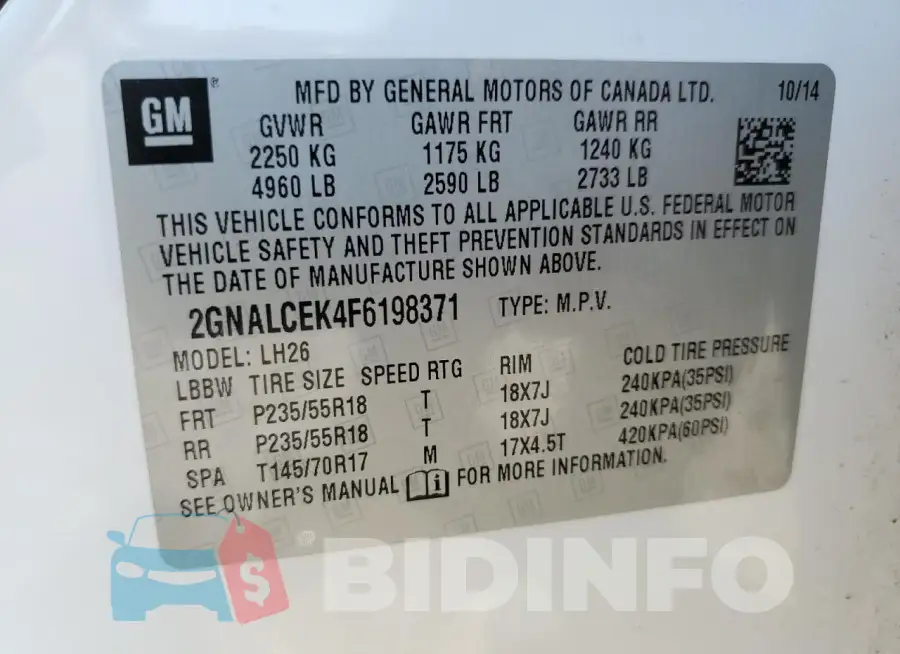 2GNALCEK4F6198371 Photo# 13