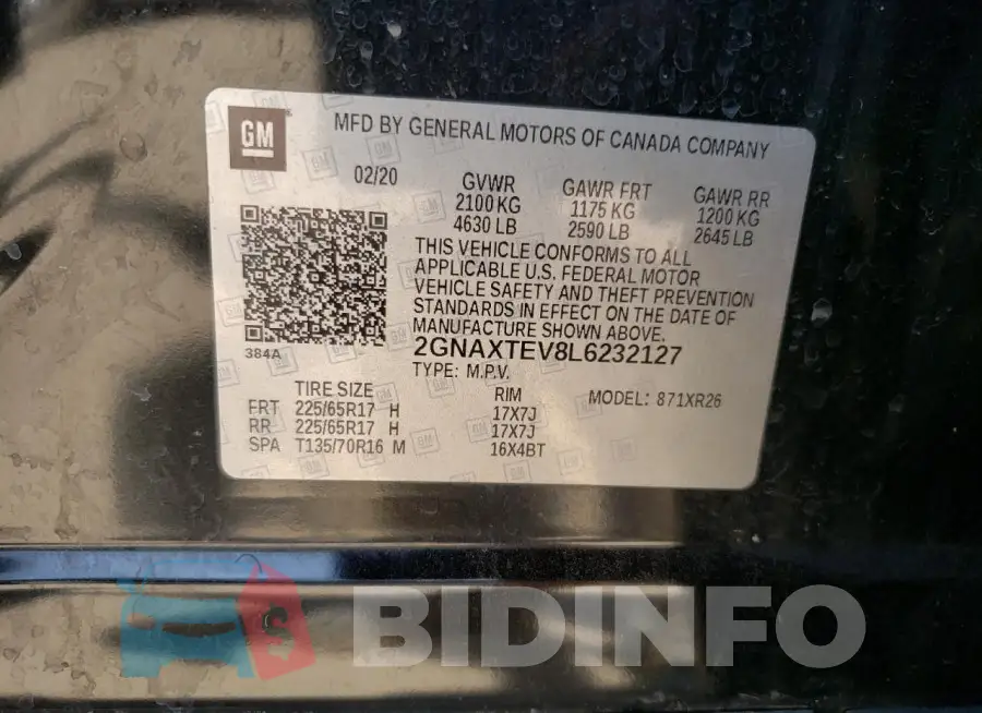 2GNAXTEV8L6232127 Photo# 13