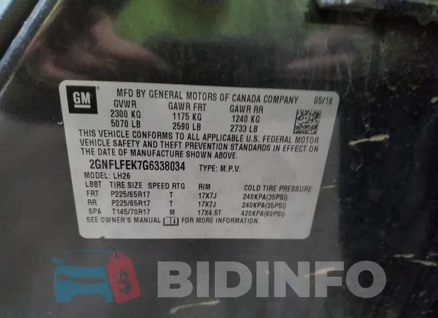 2GNFLFEK7G6338034 Photo# 13