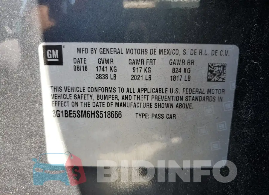 3G1BE5SM6HS518666 Photo# 12