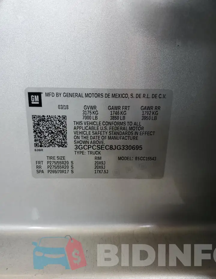 3GCPCSEC8JG330695 Photo# 12