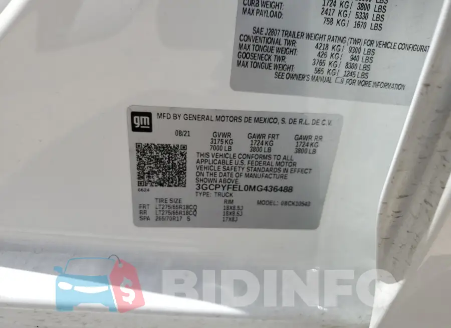 3GCPYFEL0MG436488 Photo# 12