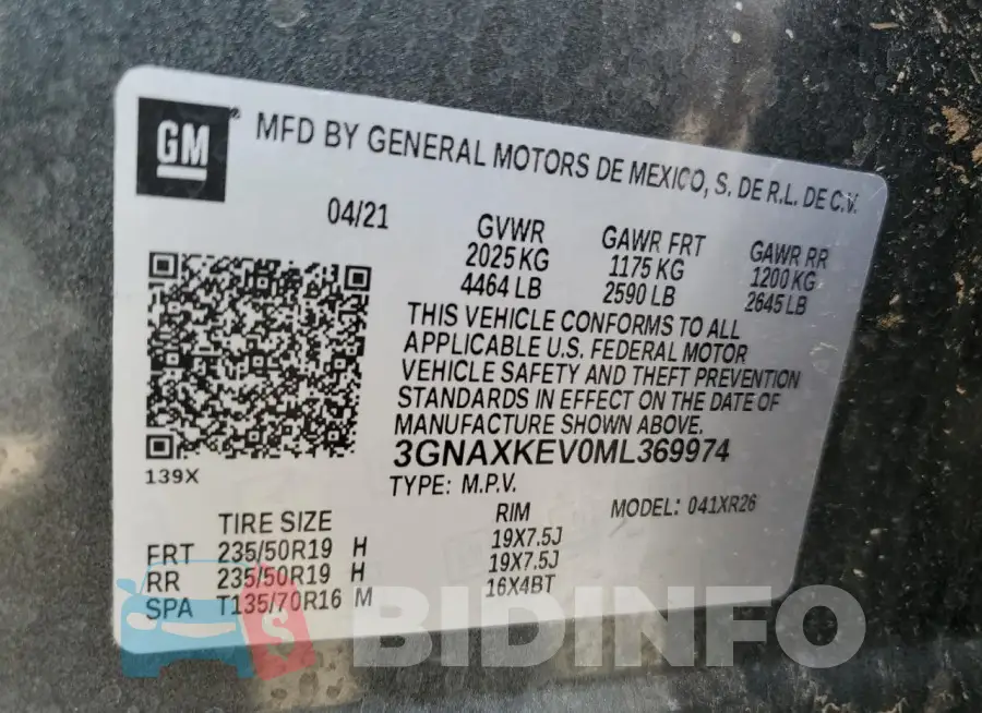 3GNAXKEV0ML369974 Photo# 13