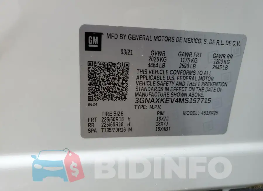 3GNAXKEV4MS157715 Photo# 13