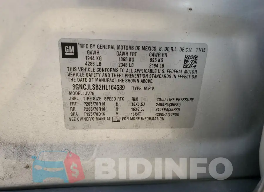 3GNCJLSB2HL164589 Photo# 12