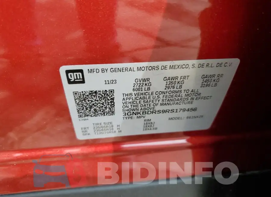3GNKBDRS9RS179456 Photo# 13