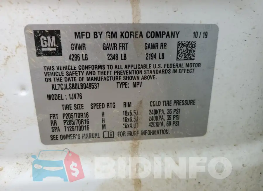 KL7CJLSB0LB049537 Photo# 13