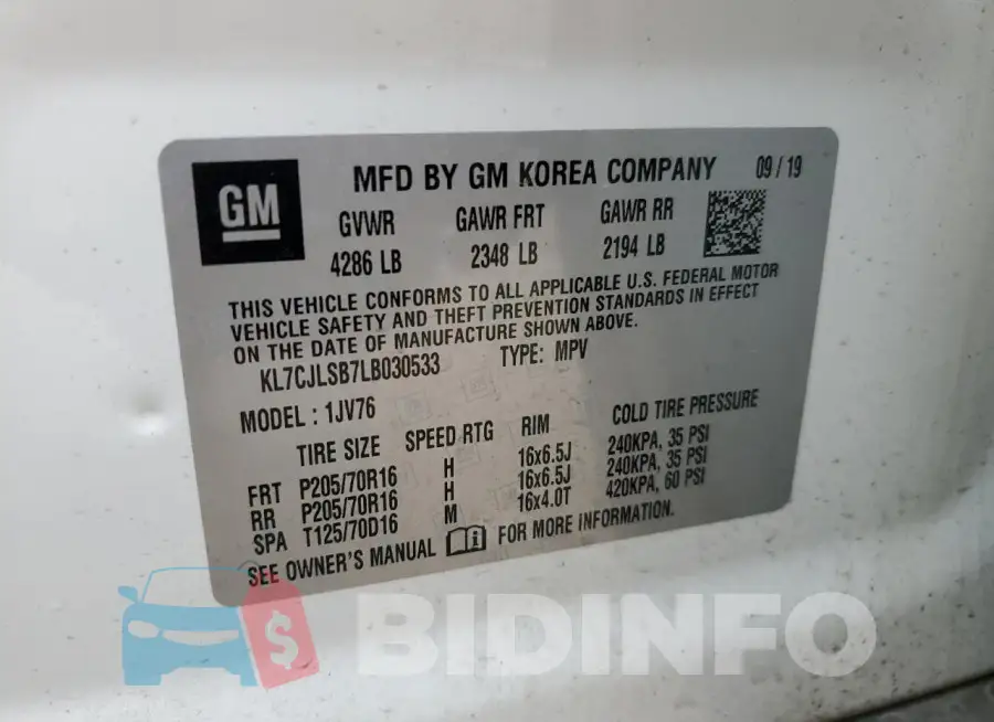 KL7CJLSB7LB030533 Photo# 12