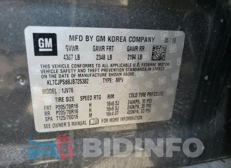 KL7CJPSB8JB725382 Photo# 12