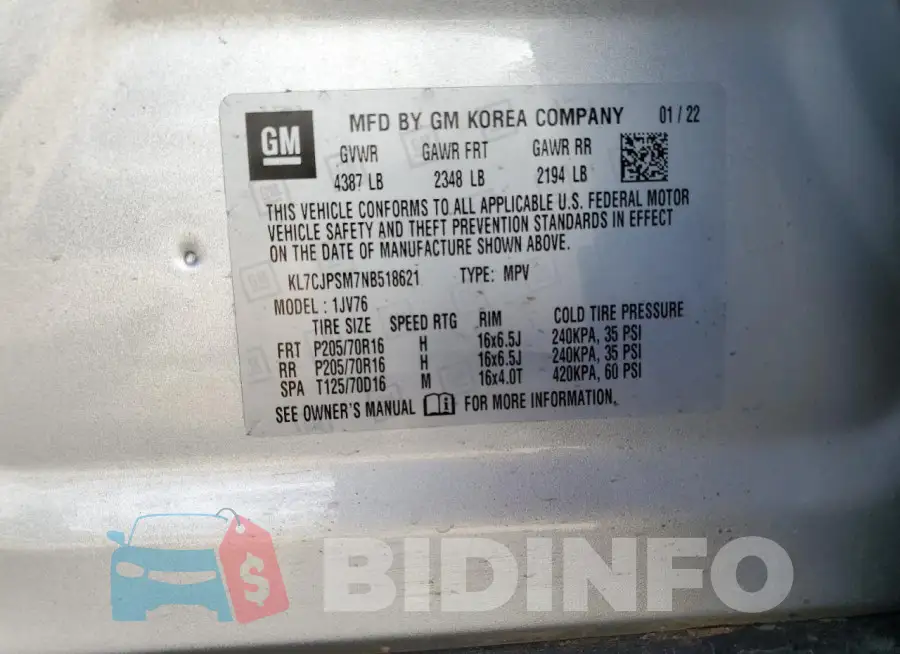 KL7CJPSM7NB518621 Photo# 13
