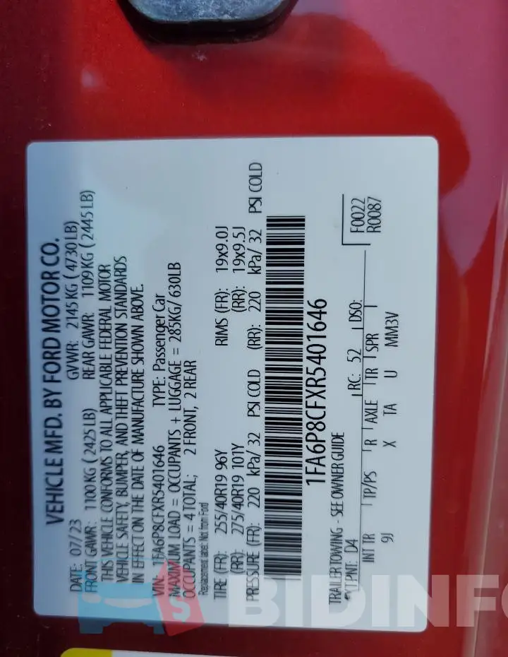 1FA6P8CFXR5401646 Photo# 12