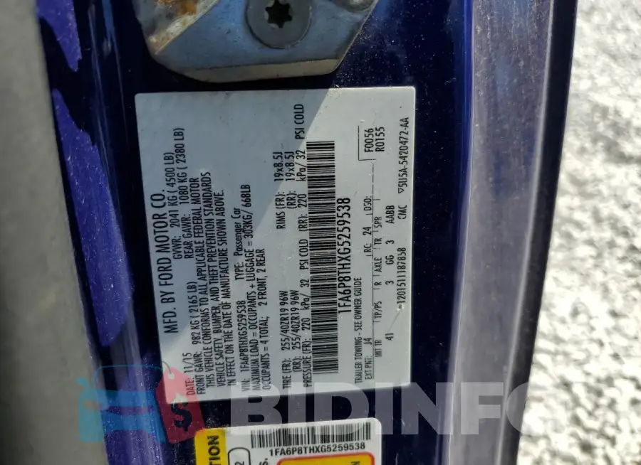 1FA6P8THXG5259538 Photo# 12