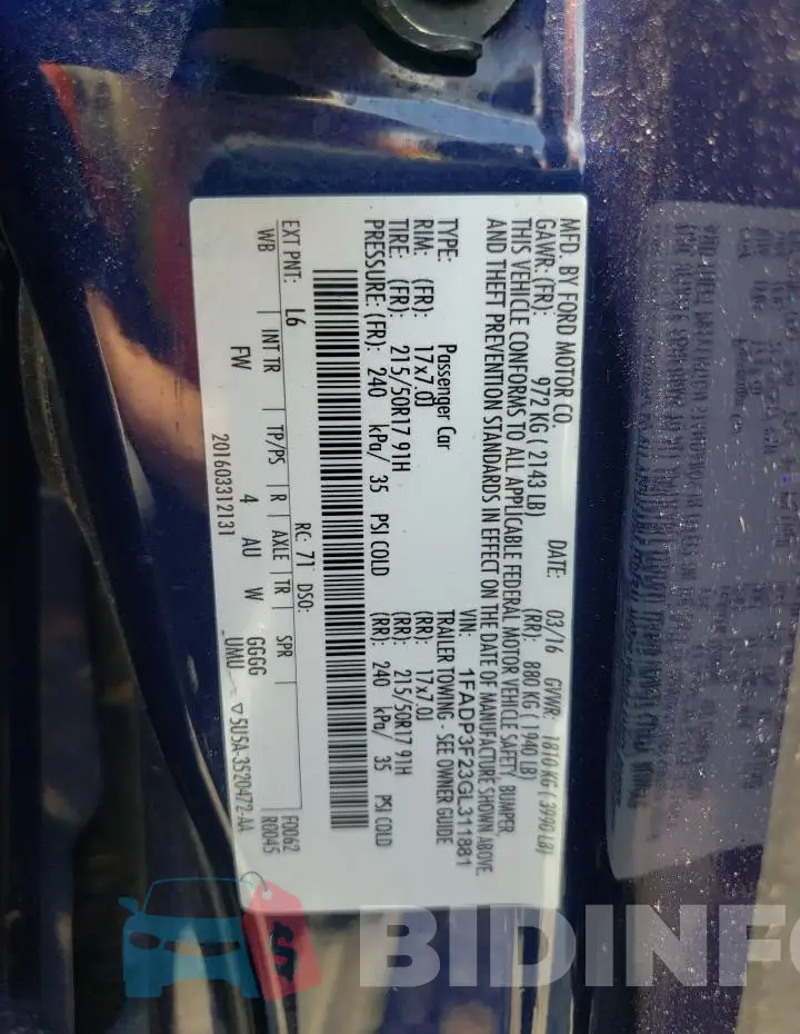 1FADP3F23GL311881 Photo# 12