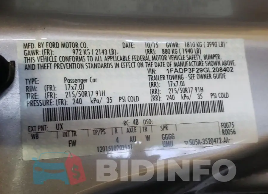 1FADP3F29GL208402 Photo# 12