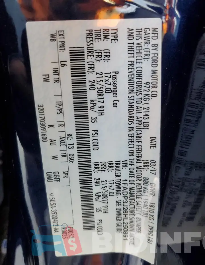 1FADP3J26HL250891 Photo# 13