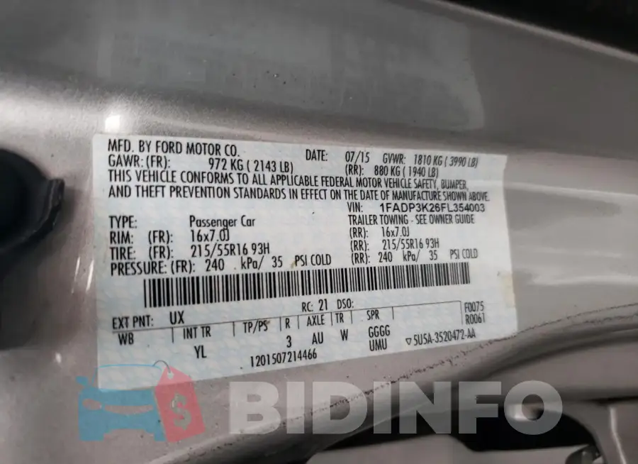 1FADP3K26FL354003 Photo# 12