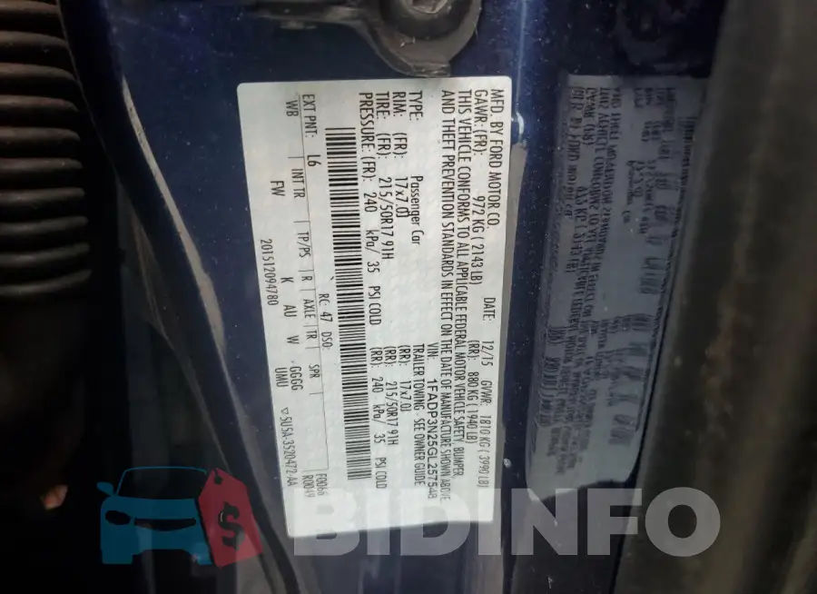 1FADP3N25GL257548 Photo# 12