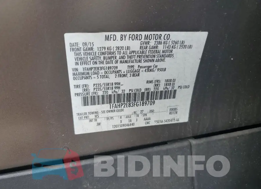 1FAHP2E83FG189709 Photo# 12